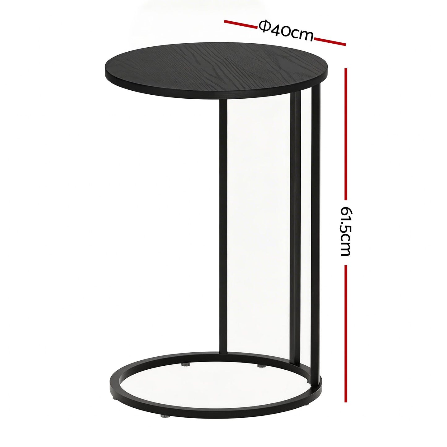 Ioannis C Shaped End Table Set of 2 Coffee Table Side Table Round Black