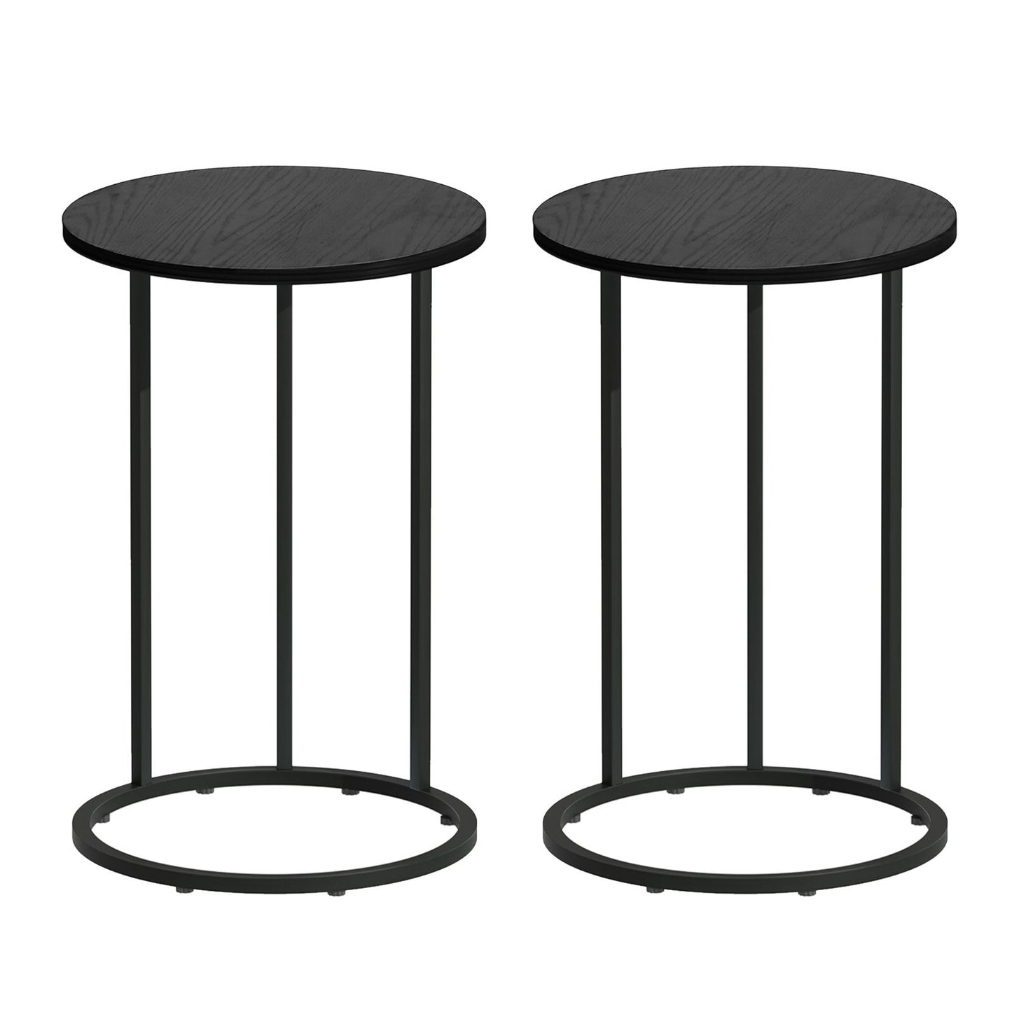 Ioannis C Shaped End Table Set of 2 Coffee Table Side Table Round Black