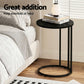 Ioannis C Shaped End Table Set of 2 Coffee Table Side Table Round Black