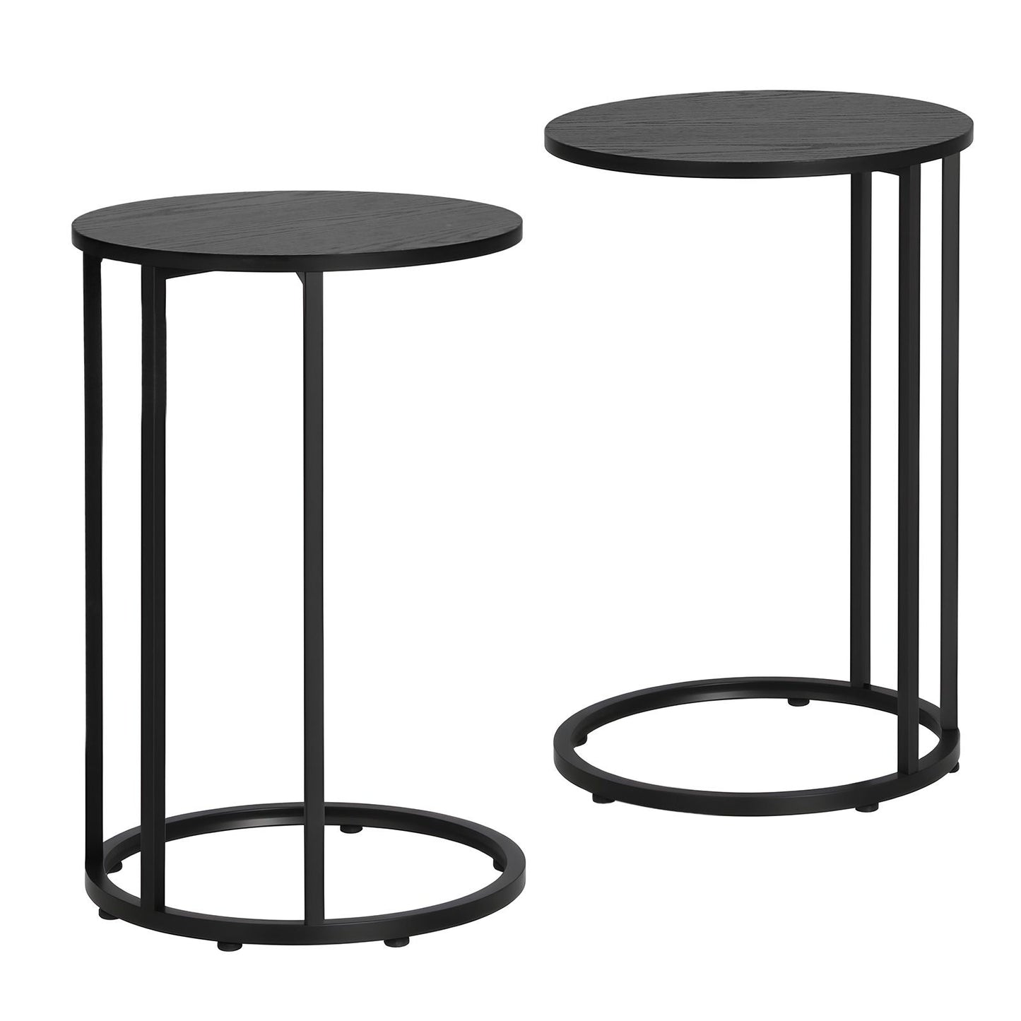 Ioannis C Shaped End Table Set of 2 Coffee Table Side Table Round Black