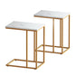 Isigonus Set of 2 Side End Table Marble Effect - White