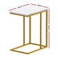 Isigonus Set of 2 Side End Table Marble Effect - White