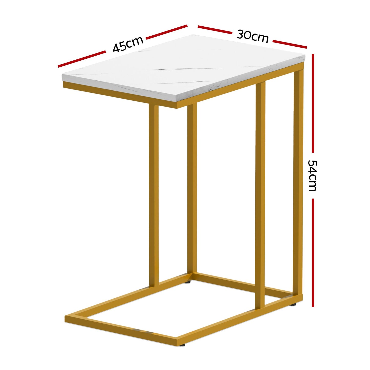 Isigonus Set of 2 Side End Table Marble Effect - White