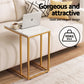 Isigonus Set of 2 Side End Table Marble Effect - White