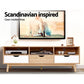 Ursa 140cm TV Cabinet Entertainment Unit Stand Wooden Storage Scandinavian - Oak & White
