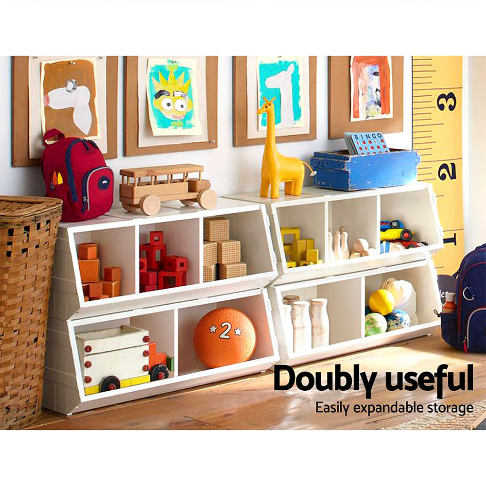Kids Toy Box Stackable Bookshelf Storage Organiser Bookcase Shelf