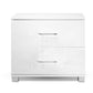 Dorval High Gloss Bedside Table with 2 Drawers - White