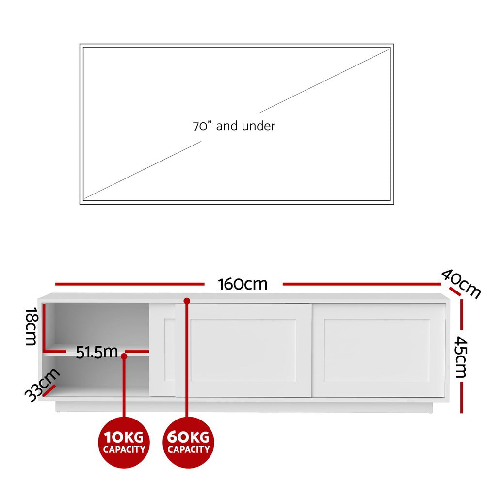 Aralyn 160cm TV Unit Entertainment Unit Storage Cabinet - White
