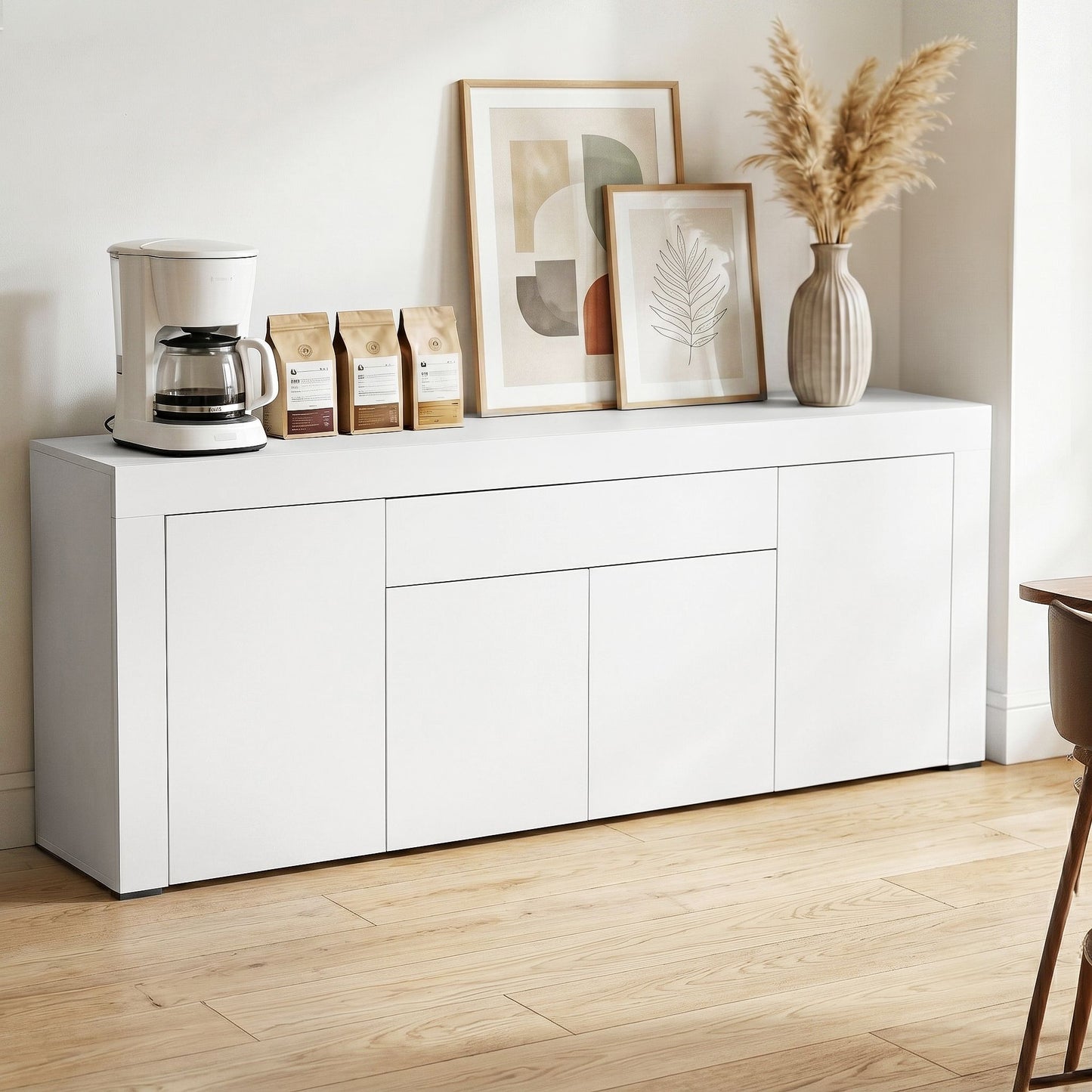 Caius Buffet Sideboard Cabinet 180cm Cupboard Pantry Storage Drawer - White