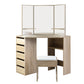 Corner Dressing Table Mirror Stool Set Makeup Vanity Desk Chair Oak