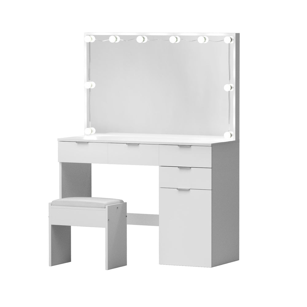 Dressing Table Set Stool 10 Led Bulbs - White
