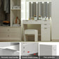 Dressing Table Set Stool 10 Led Bulbs - White