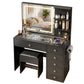 Dressing Table LED Vanity Desk Set Stool - Black