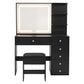 Dressing Table LED Vanity Desk Set Stool - Black