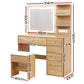 Dressing Table LED Vanity Desk Set Stool - Wood