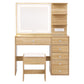 Dressing Table LED Vanity Desk Set Stool - Wood
