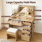 Dressing Table LED Vanity Desk Set Stool - Wood