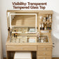Dressing Table LED Vanity Desk Set Stool - Wood