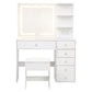 Dressing Table LED Vanity Desk Set Stool - White