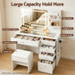 Dressing Table LED Vanity Desk Set Stool - White
