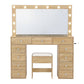 Dressing Table Vanity Desk Set Stool LED Bulbs - Wood