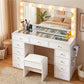 Dressing Table Vanity Desk Set Stool LED Bulbs - White