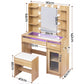 Dressing Table Vanity Desk Set 10 LED Bulbs RGB Light - Wood