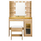 Dressing Table Vanity Desk Set 10 LED Bulbs RGB Light - Wood