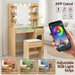 Dressing Table Vanity Desk Set 10 LED Bulbs RGB Light - Wood