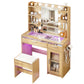 Dressing Table Vanity Desk Set 10 LED Bulbs RGB Light - Wood