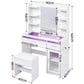 Dressing Table Vanity Desk Set 10 LED Bulbs RGB Light - White