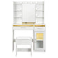 Dressing Table Vanity Desk Set 10 LED Bulbs RGB Light - White