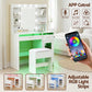 Dressing Table Vanity Desk Set 10 LED Bulbs RGB Light - White