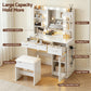 Dressing Table Vanity Desk Set 10 LED Bulbs RGB Light - White