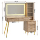 Dressing Table LED Vanity Desk Charging Station - Wood