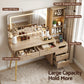 Dressing Table LED Vanity Desk Charging Station - Wood