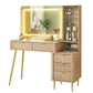 Dressing Table LED Vanity Desk Charging Station - Wood