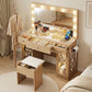 Dressing Table Vanity Desk Set LED Bulbs RGB Light - Wood