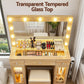 Dressing Table Vanity Desk Set LED Bulbs RGB Light - Wood