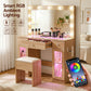 Dressing Table Vanity Desk Set LED Bulbs RGB Light - Wood