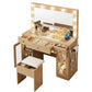 Dressing Table Vanity Desk Set LED Bulbs RGB Light - Wood