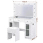 Dressing Table Vanity Desk Set LED Bulbs RGB Light - White