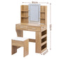 Dressing Table LED Vanity Desk Set Stool - Wood