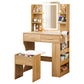 Dressing Table LED Vanity Desk Set Stool - Wood