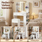 Dressing Table LED Vanity Desk Set Stool - White