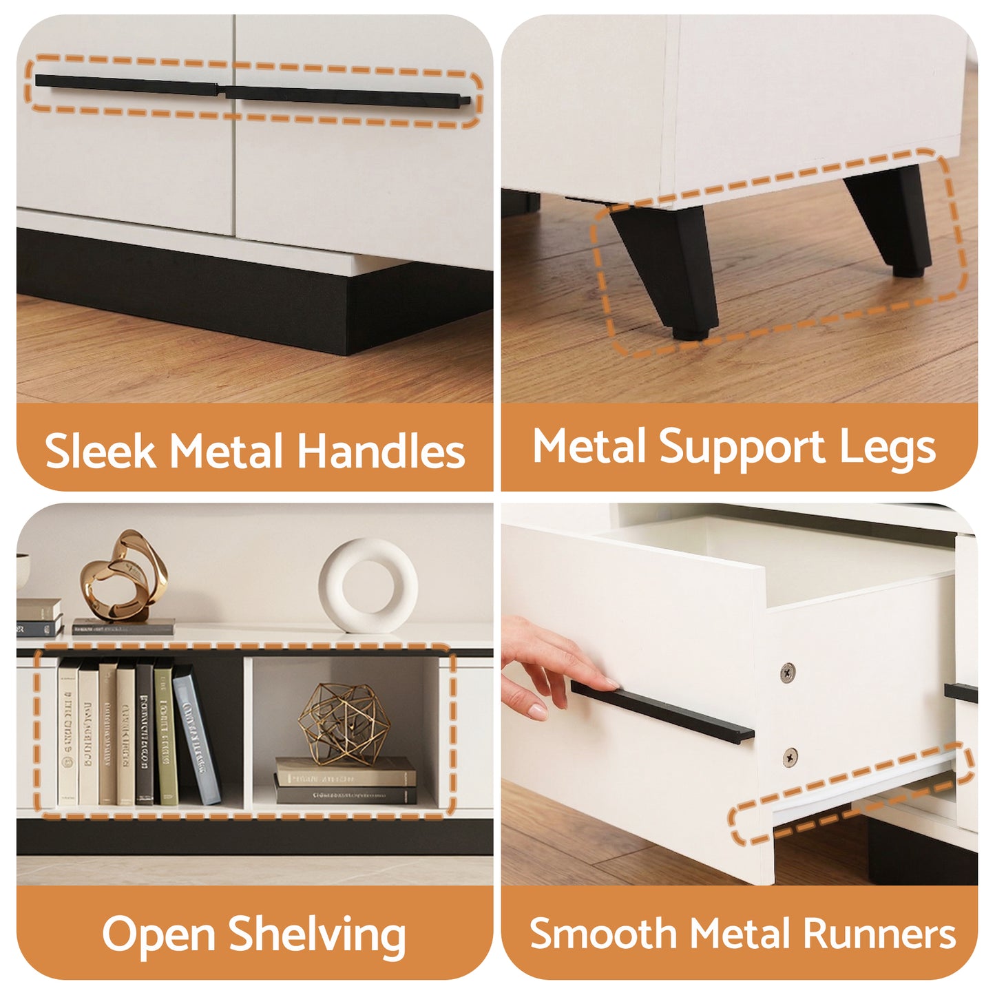 Briseis Extendable TV Cabinet Entertainment Unit Stand - White