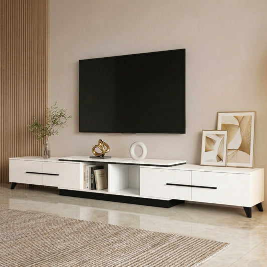 Briseis Extendable TV Cabinet Entertainment Unit Stand - White