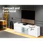 Viola 130cm High Gloss TV Stand Entertainment Unit Storage Cabinet Tempered Glass Shelf - White