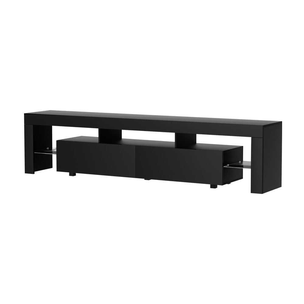 Erica 200cm TV Cabinet Entertainment Unit Stand RGB LED Gloss Furniture - Black