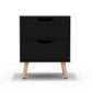 Reno Bedside Tables Nightstand with 2 Drawers - Black